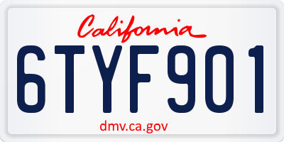 CA license plate 6TYF901