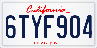 CA license plate 6TYF904