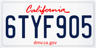 CA license plate 6TYF905