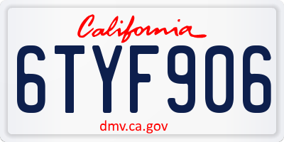 CA license plate 6TYF906