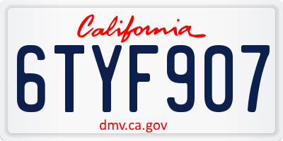CA license plate 6TYF907