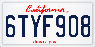 CA license plate 6TYF908