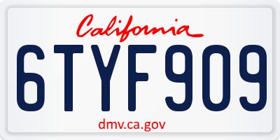 CA license plate 6TYF909