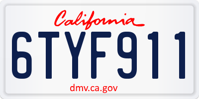 CA license plate 6TYF911