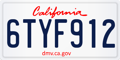 CA license plate 6TYF912