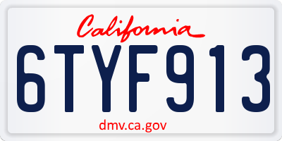 CA license plate 6TYF913