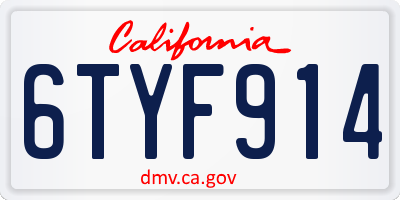 CA license plate 6TYF914