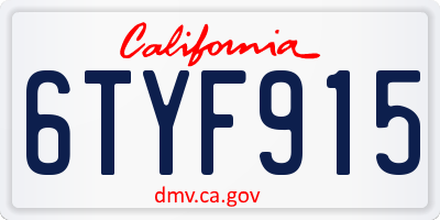 CA license plate 6TYF915