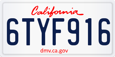 CA license plate 6TYF916