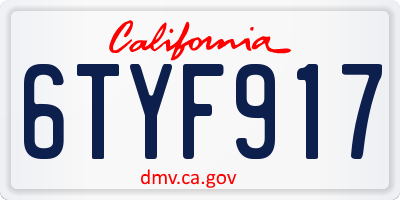 CA license plate 6TYF917