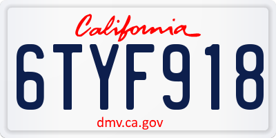 CA license plate 6TYF918