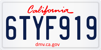 CA license plate 6TYF919