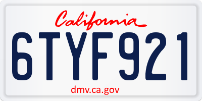 CA license plate 6TYF921