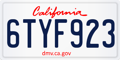 CA license plate 6TYF923