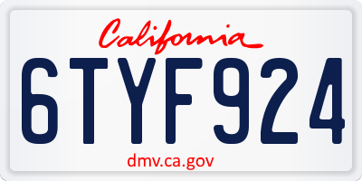 CA license plate 6TYF924