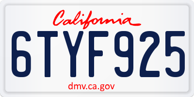 CA license plate 6TYF925