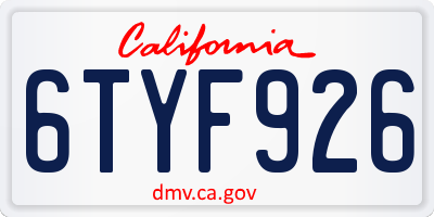 CA license plate 6TYF926