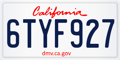 CA license plate 6TYF927