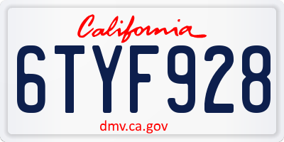 CA license plate 6TYF928