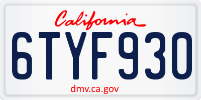 CA license plate 6TYF930