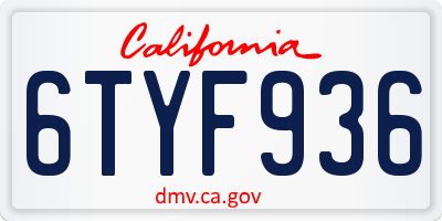 CA license plate 6TYF936