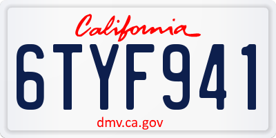 CA license plate 6TYF941