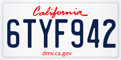 CA license plate 6TYF942