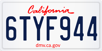 CA license plate 6TYF944