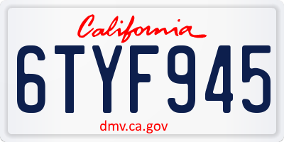 CA license plate 6TYF945