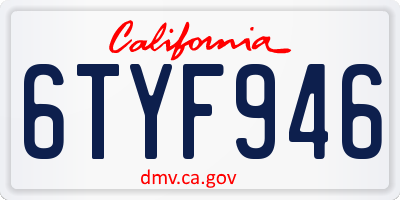 CA license plate 6TYF946