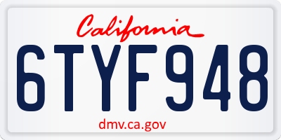 CA license plate 6TYF948
