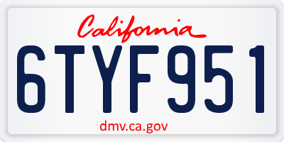 CA license plate 6TYF951