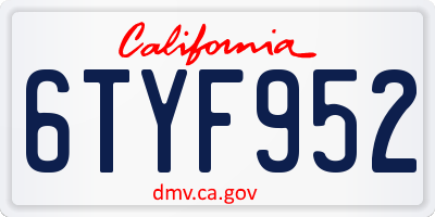 CA license plate 6TYF952