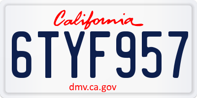 CA license plate 6TYF957