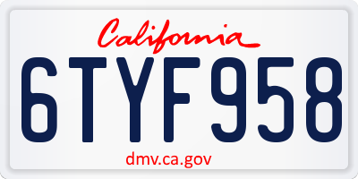 CA license plate 6TYF958