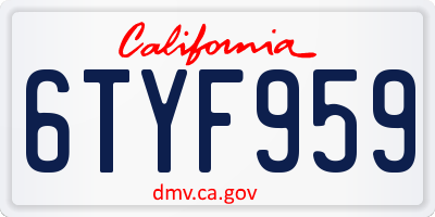 CA license plate 6TYF959