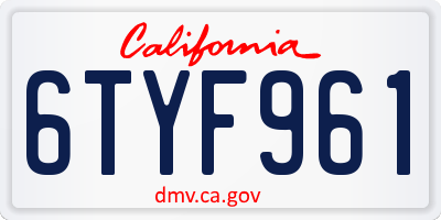 CA license plate 6TYF961