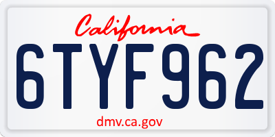 CA license plate 6TYF962