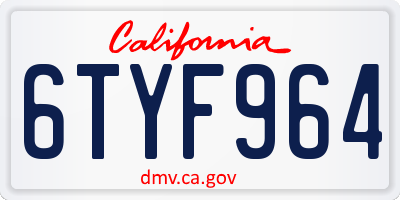 CA license plate 6TYF964