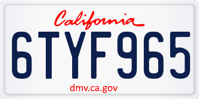 CA license plate 6TYF965