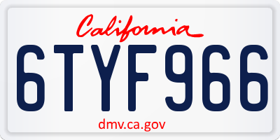 CA license plate 6TYF966