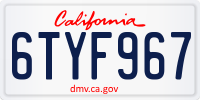 CA license plate 6TYF967