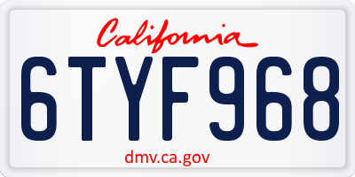 CA license plate 6TYF968