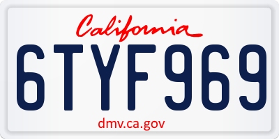 CA license plate 6TYF969