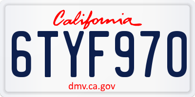 CA license plate 6TYF970