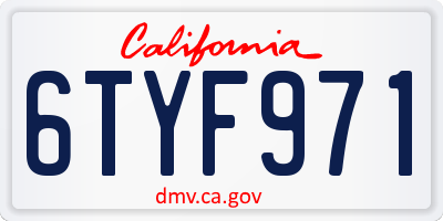 CA license plate 6TYF971
