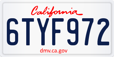 CA license plate 6TYF972