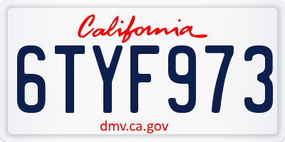 CA license plate 6TYF973