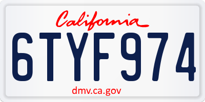 CA license plate 6TYF974