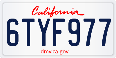 CA license plate 6TYF977